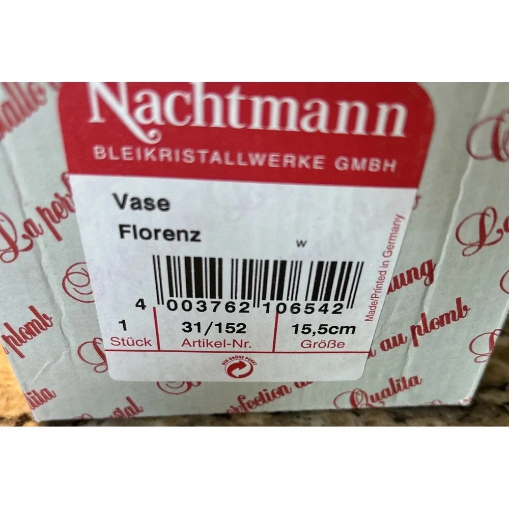 Vintage Nachtmann Bavarian Clear Crystal Vase Florenz New w/Original Box Navette